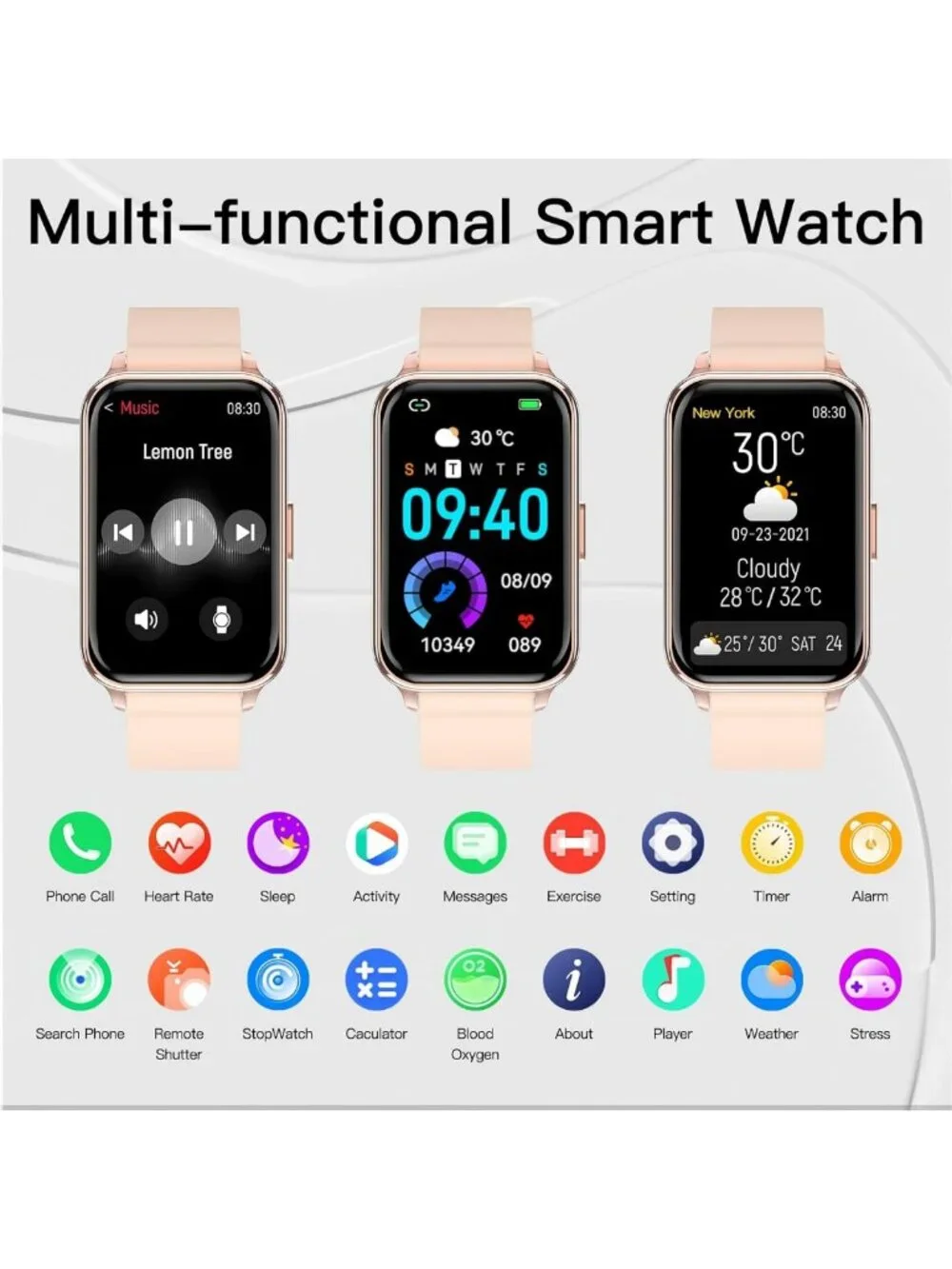 IP68 Waterproof Smart Fitness Watch for Men & Women - Heart Rate, Sleep Monitor